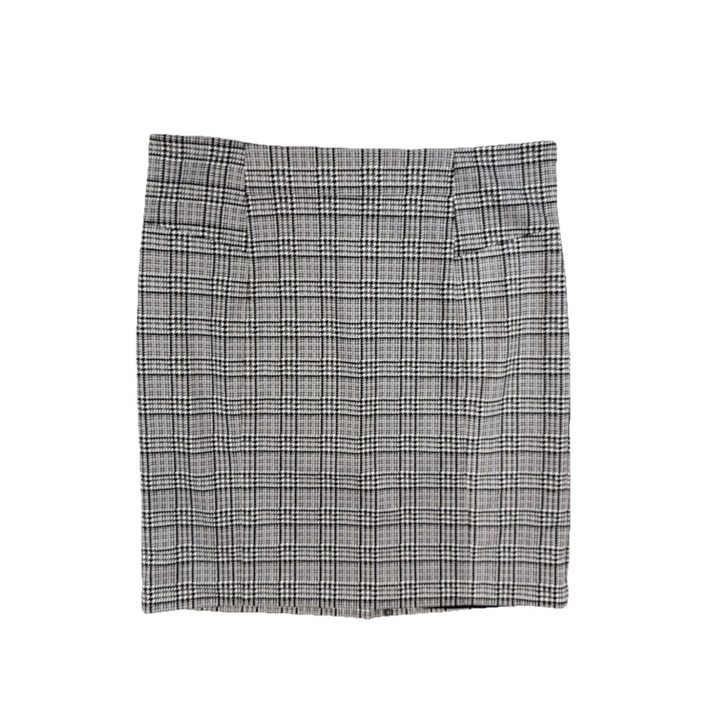 Michael Kors Size L Houndstooth Pencil Skirt White Gray Black Stretch $89.50 NWT